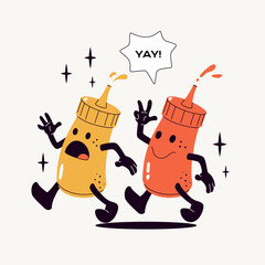 Mustard and Ketchup Retro Characters