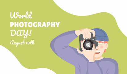 Banner for world photography day, vector illustration