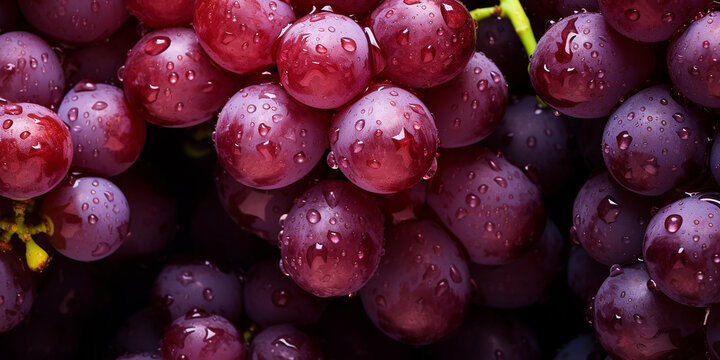 Fresh red grapes background image. Generative AI graphic