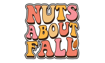 Nuts About Fall Retro T-Shirt Design