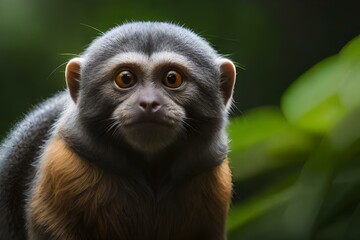 pygmy marmoset in the forest . generated Ai technology