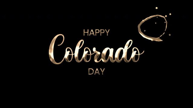 Happy Colorado Day Gold Animated Text