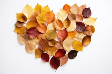 Fototapeta premium Beauty of autumn with a fall foliage background. Heart shape. Generative AI