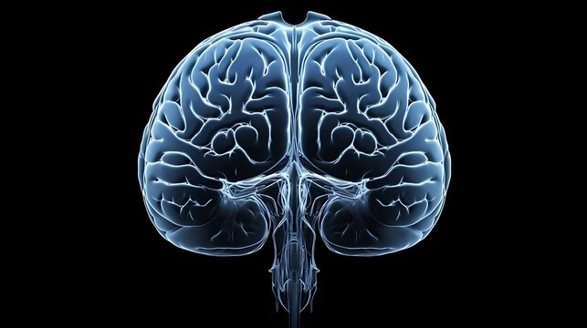 Brain anatomy x-ray with black background. 8k resolution