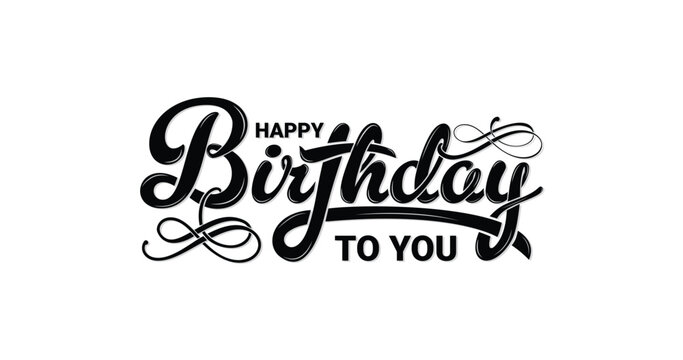 Happy Birthday lettering with modern hand writing calligraphic in black color vector illustration. This concept design for thank you card, banner or advertising.
