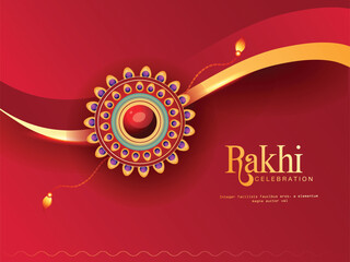 Decorated rakhi for Indian festival of brother and sister bonding celebration ( Raksha Bandhan ) Template Design with nice illustration in a creative background vector, banner