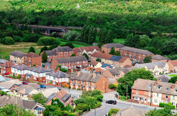 Obraz premium Usual English town in Yorkshire on summer sunny day