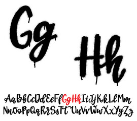 Spray graffiti hand lettering font. Letter G and H. Part 4