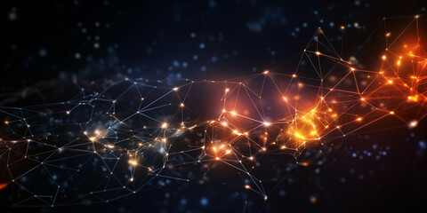 Abstract connection structure on dark background network concept - created with AI