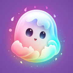 Cute ghost isolated on flat background, clipart. Cute UI mascot, logo or sticker. Gradient simple illustration.