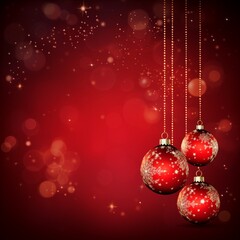 Fototapeta na wymiar christmas red background with ball and snowflakes