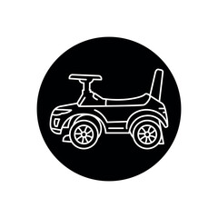 Childrens automobile black line icon.
