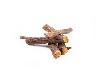 Liquorice root isolated on white background