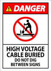 Danger Sign High Voltage Cable Buried. Do Not Dig Between Sign