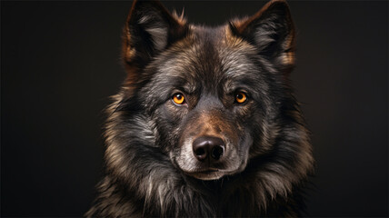 Portrait of a wolf. Generative AI.
