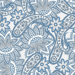 Damask paisley seamless vector pattern. Floral vintage background