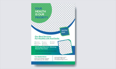  flyer, poster, brochure, magazine cover template. Modern green leaf, environment design. - Vector