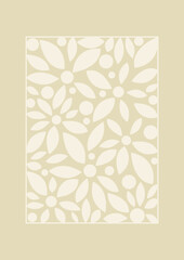 Aesthetic art nature beige leaves background template illustration