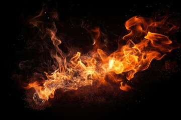 fire and spark on black background