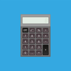 Realistic vector calculator in dark gray color.