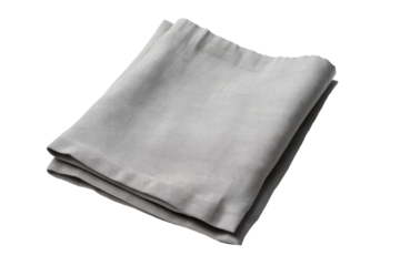 Grey Cotton Napkin On Isolated Transparent Background, Png. Generative AI