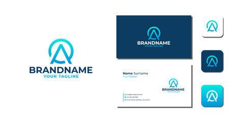 A Letter Logo Bundle With Business Card And Icon vector