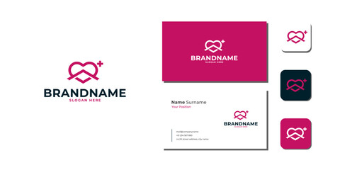 Love House Care Logo Bundle With Business Card And Icon vector