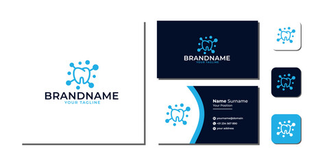 Tooth Cell Teeth Cells Logo Template Bundle With Business Card And Icon vector