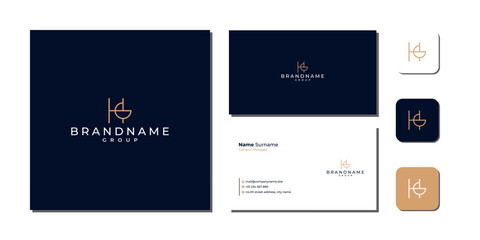 HG Letter Luxury Logo Bundle With Business Card And Icon vector