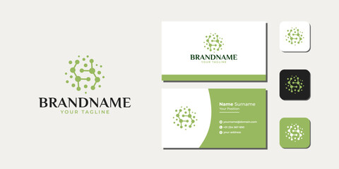 Abstract Molecule Logo Template Bundle With Business Card And Icon vector