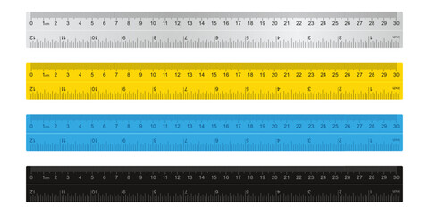 Vector illustration of a set of measuring rulers.