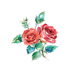 roses painted in watercolor on a white background3