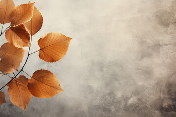 Brown Plant Leaves On Textured Autumn Background Copy Space For Text. Generative AI