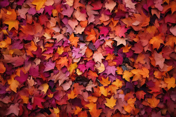 Autumnal Beauty Colorful Leaves Creating Natural Carpet. Generative AI