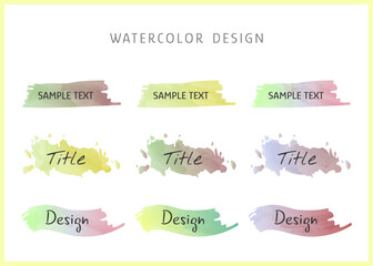 Bright watercolor stains and brush strokes. Set of colorful design elements for social media, header, presentation.