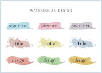 Colorful watercolor stains and brush strokes. Set of design elements for social media, headline, presentation.