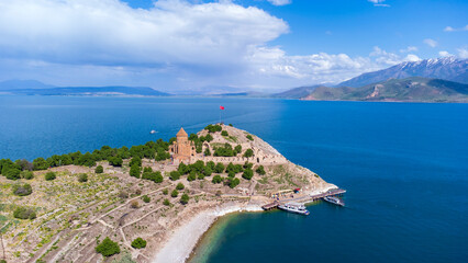 Akdamar Island in Van Lake. The Armenian Cathedral Church of the Holy Cross - Akdamar - Ahtamara - Turkey