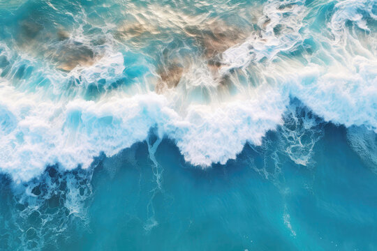 Ocean Waves, Drone View. Generative AI