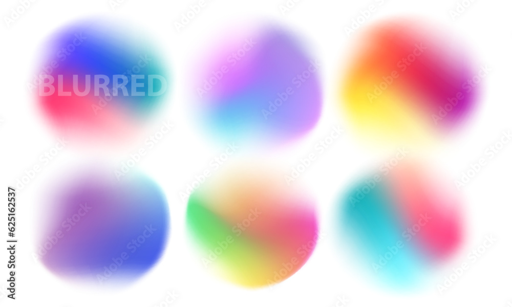 Aufkleber blurred round shapes. set of defocused soft color gradient circles for creative graphic design. vect