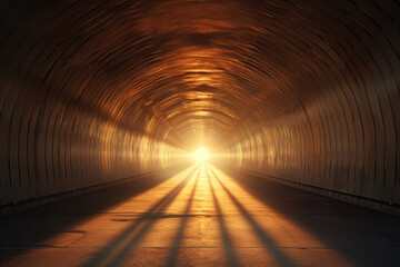 Tunnel Vanishing Into Brilliant, Sunlit Horizon. Generative AI