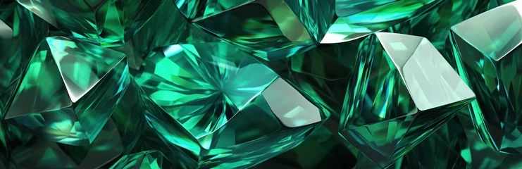 Poster Emeralds Isolated. Emeralds. Macro. A beautiful emerald gems isolated. Emerald, Sapphire or Tourmaline green crystals. Gems. Mineral crystals. Made With Generative AI. © John Martin
