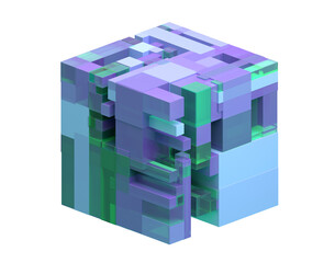 Abstract cube, 3d render	