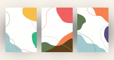 Set of abstract design templates. Brochures in random colorful style. Vintage frames and backgrounds.