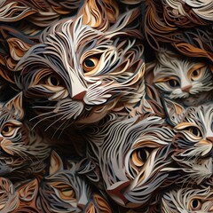 cats seamless pattern in style of anamorphic