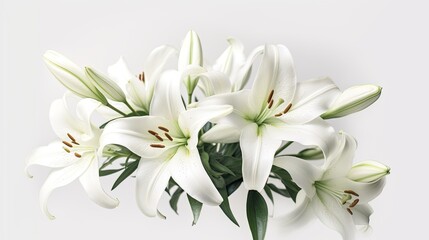 Fototapeta na wymiar Graceful lilies photo realistic illustration - Generative AI.