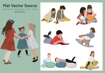 A collection of silhouette sauces for people who play with toys at the playground of kindergarten elementary school children