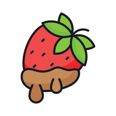 An amazing chocolate dipped strawberry vector design, modern flat style
