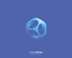 Obraz premium Creative blue hexagon with smooth gradient