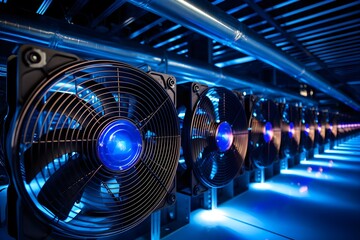 A detailed photo showing the cooling systems in a data center, 
critical for ensuring the optimal performance of servers and the uninterrupted flow of business operations.