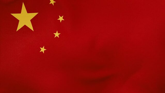 China fabric flag calm swaying in the wind, looped endless cycled video, completely full screen covers flag background